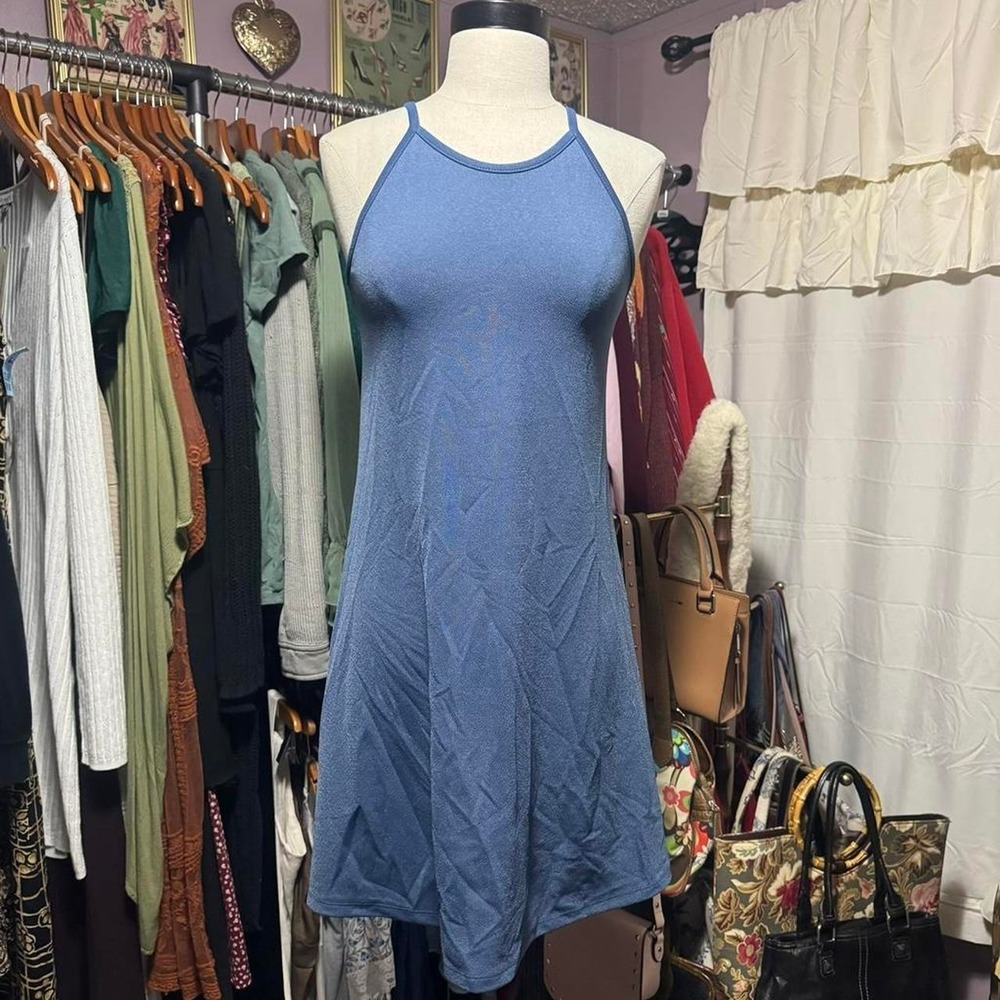Simple Blue High Halter Hoco Dress